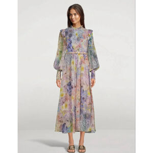 Women's Zimmermann Rhythmic Shirred Midi Dress